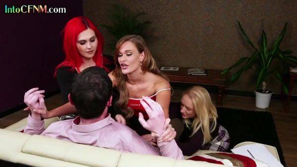 Play complete clip called : CFNM HJ femdom MILFS wank cock in group handjob action