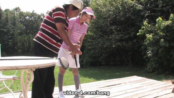 Stream this hardcore video of : Japanese babe sucks her golf partners dick and balls while on the course - BANG