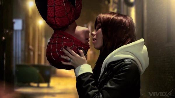 Watch this uncensored movie called : Spider man roleplay leads curious redhead to merciless sex