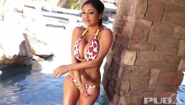 Priya Rai's Big Tits Get Wet Outside by the Pool - veryfreeporn.com - India on pornsfind.com