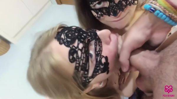 Watch HD video named : Poly-amory - Threesome Deep Double Blowjob Two Teens Ba