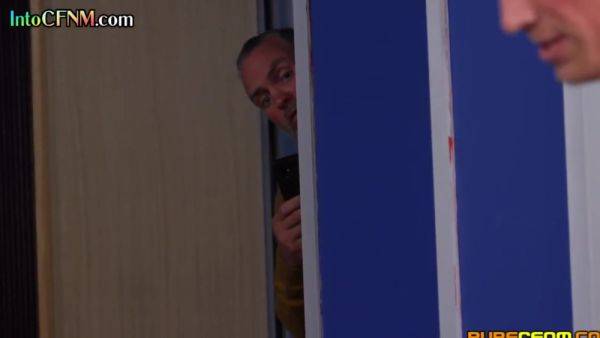 Watch complete clip called : CFNM babe in dress and heels fucked in front of voyeurs