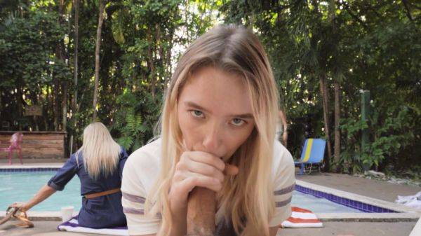 Play the complete clip of : Cam sex in POV with a teen blonde spinning dick in every hole