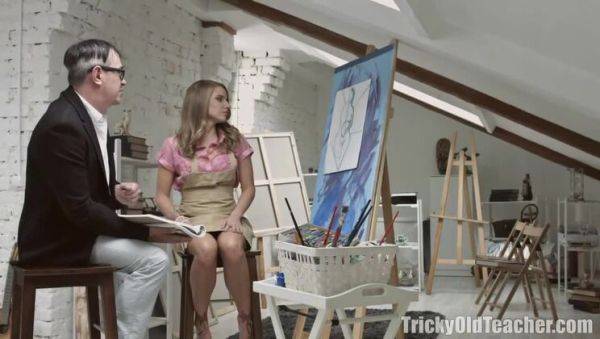 Enjoy watching this hardcore video of : Sly old instructor Vlada receives a hardcore fuck from a student's father