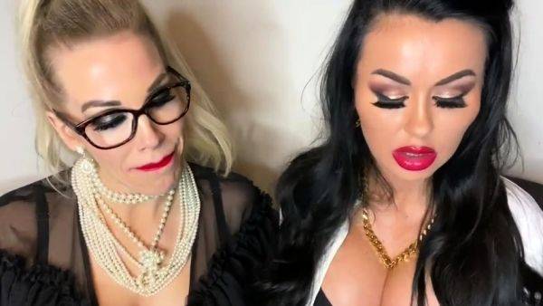 Stream this full video called : Pale blonde and tanned brunette lesbians toying and licking