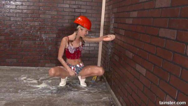 Watch full scene titled : Blonde Female Construction Worker Seeking Load - Gina Gerson