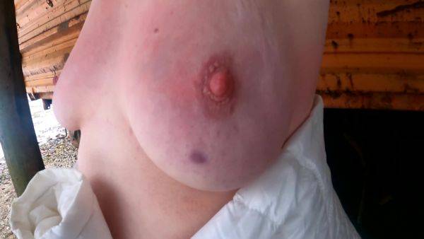 View HD clip named : Smashing Her Tits While Hiking In The Snow