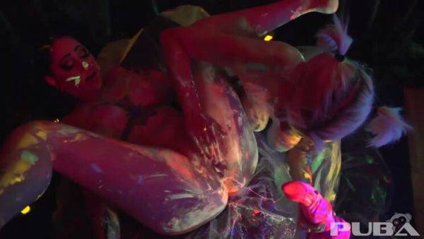 Enjoy watching full scene called : Nadia & Ophelia: Big-Titted Babes in Colorful Cock Threesome - Ophelia Rain, Nadia White & Phil Colons