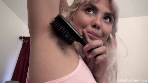 View the HD scene : Candy Wallace Grooming Her Hairy Areas