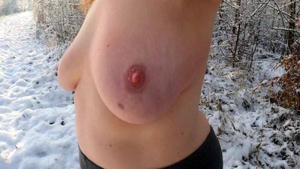 View the HD video titled : Topless Titslapping While Hiking Trough The Snow