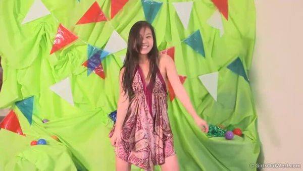 Enjoy watching full clip : Small-Titted Brunette Gets Groovy in June
