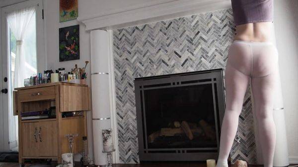 Stream this uncensored scene named : Aurora Willows Cleaning In Sheer Tights