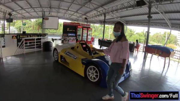 View complete clip : Cute Thai amateur teen girlfriend go karting and recorded on video after