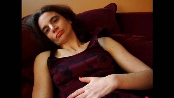 Enjoy watching uncut movie called : Lucy's Solo Pleasure Session on the Sofa