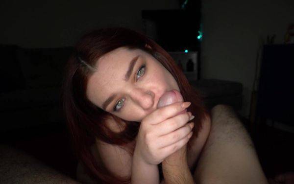 Watch uncut scene : Redhead throats the big dick while moaning for harsh sex