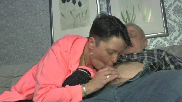 Enjoy watching the full movie : Horny old slut enjoys senior cock in each of her holes