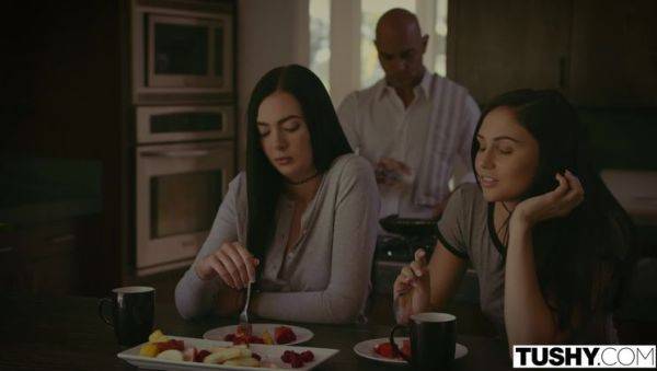 Watch the uncensored scene titled : Step Dad Does Anal with Daughter and Her Friend