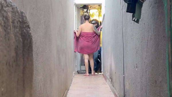 Enjoy watching this hardcore scene titled : Hot Blonde Sucks Delivery Guy's Dick After Calling Him Inside