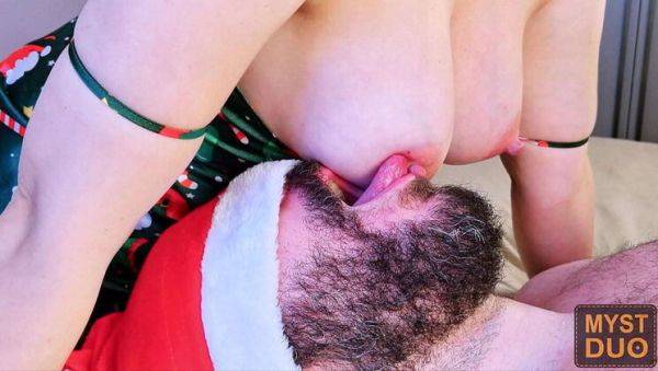 Play this full clip : Latin MILF Couple Enjoys Christmas Passion with Nipple Play