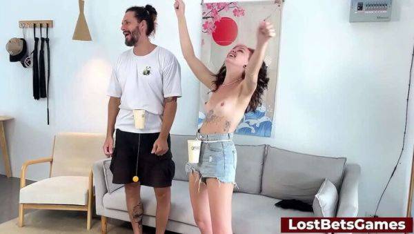 Watch complete video of : David and Kelly's Outdoor Strip Ride After Indoor Game Play