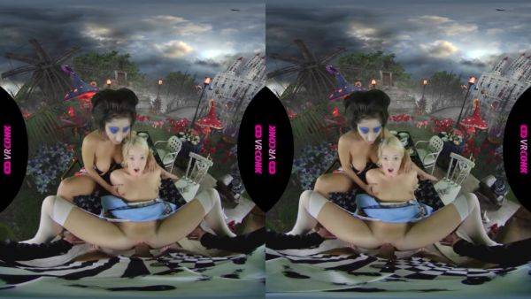 Play this HD movie of : Fantastic Threesome With Alice In Wonderland With Alice Wonderland, Darce Lee And Lovita Fate