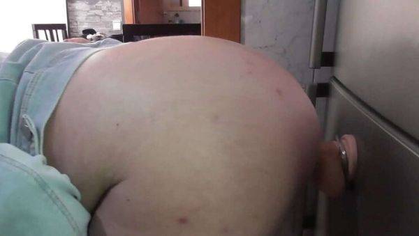 Play complete movie : Hot Hispanic Big Ass Sister Plays with Huge Dildo in Kitchen