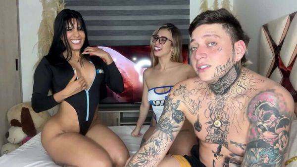 Play the complete video of : Lesbian Brunettes Gone Wild: Zack, Katty, Blake, and May's Anal Adventure