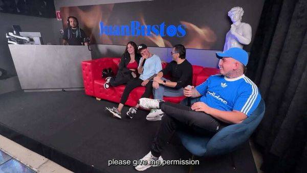 Stream the full clip titled : Blonde Bombshell Sara Fucks Fan with Massive Cock while Husband Watches in Shame - Juan Bustos Show