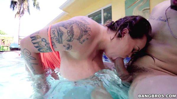 Brandy Talore gets pounded hard in the pool by a big-titted MILF - sexu.com on pornsfind.com