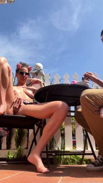 View this uncut movie : Hot amateur outdoor sex on the deck Blow job anal ATM