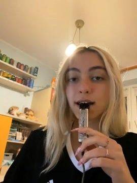 Watch the full video of : Curly Blonde Teen Records Solo Dildo Masturbation More at