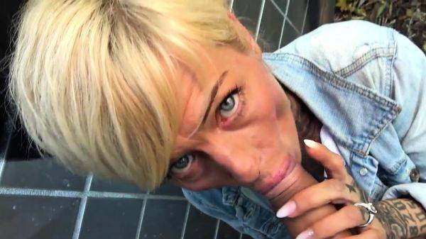 Watch uncensored scene named : Inked public MILF rides sex date outdoor