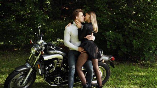 Luxury blonde has fantastic outdoor sex on motorbike - anysex.com on pornsfind.com