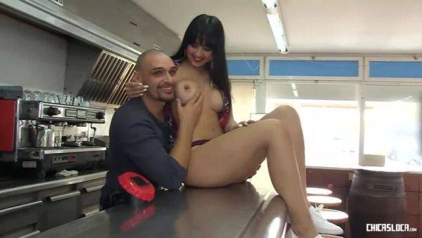 Large-breasted brunette Latina Alba De Silva's debut porn scene in an eatery - veryfreeporn.com on pornsfind.com