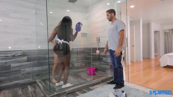 View the hardcore video titled : Ebony Mystique's Wet and Wild Maid Scene