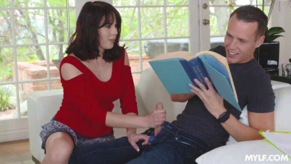 Play this full movie titled : Big Tit Blonde MILF in Threesome Lesson