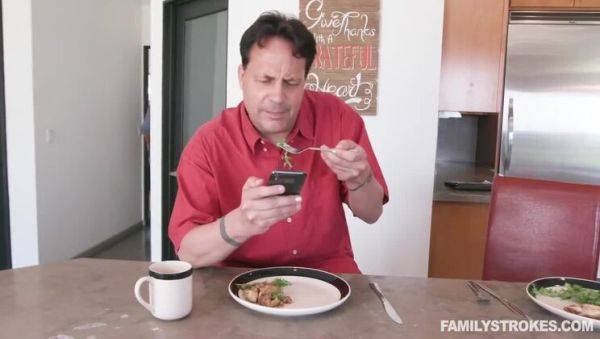 Enjoy watching this uncut scene called : Melissa Lynn's Eggs & Bacon: Big Tits & Cumshot