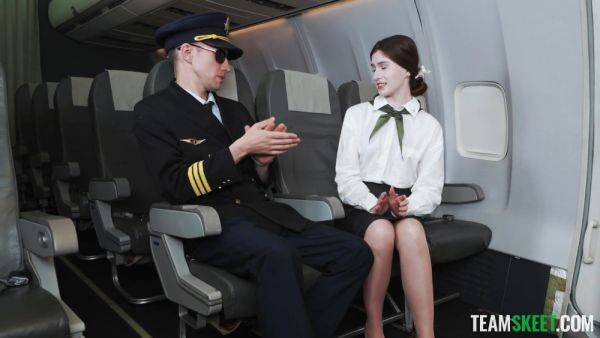 Play the uncut scene titled : Stewardess gets fucked by the captain in insane positions