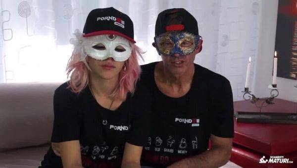 Enjoy watching the uncut scene : Italian Blonde Teen Indya Mirales' Masked Encounter with a Mature Lover, Sirio