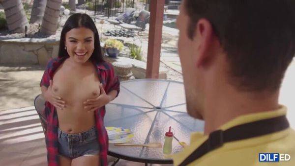 View this complete movie named : Summer's Hairy Brunette Throat Action