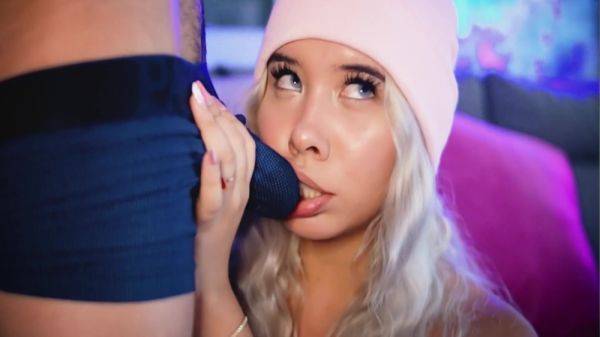 Enjoy watching this uncensored video named : Blonde Plays With Her Friends Cock While Wearing Boxers 10 Min