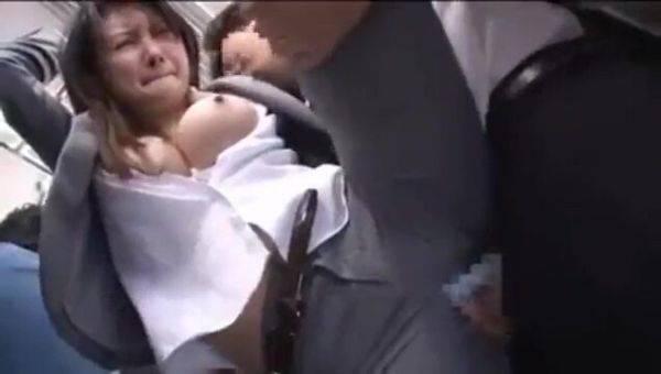Enjoy watching hardcore clip named : She takes out her tits, rubs them, gives her a hand job, and cums inside her.