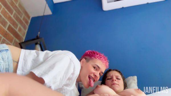 View this HD scene named : I Catch You! I Suck Her Tits For You