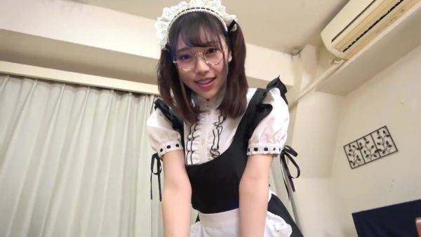 She gets fucked in the face and gets on the desk wearing a maid costume, and her panties are peeked out from below. - senzuri.tube on pornsfind.com