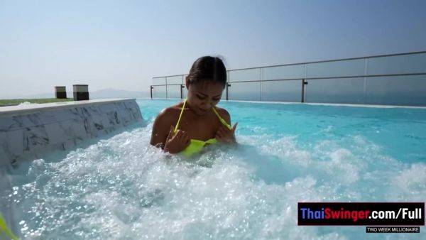 Watch HD scene : Fun Thai teen GF pool time and horny sex after back in the apartment