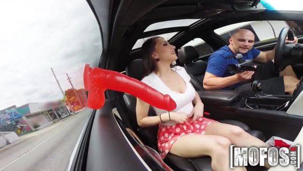 Hot Brunette In A Car With Red Dildo - hotmovs.com on pornsfind.com