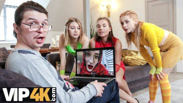 DYKE4K. While man is busy gorgeous ladies in colorful lingerie lick each others clits - txxx.com - Russia on pornsfind.com