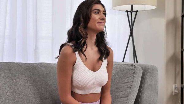 Watch complete video called : Teenager Aubry Babcock's First Time: Stuffed in Missionary and Doggystyle After Blowjob