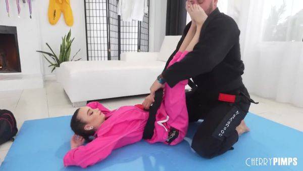Enjoy watching the complete video called : Tiny Petite Spinner Practices Martial Arts Before Taking On A Big Cock Lesson And Gets Her Feet Licked - Selina Imai