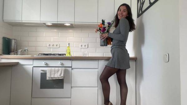 Cleaning The Kitchen In Stockings - hclips.com - Russia on pornsfind.com